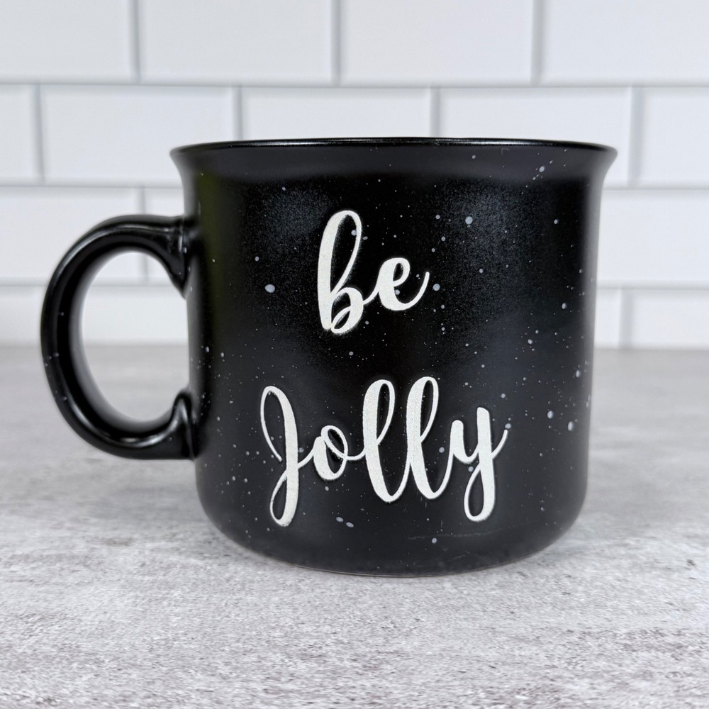 Peppermint & Pine Be Jolly Coffee‎ Mug Black Speckled Red Buffalo Plaid Interior